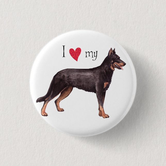 Badge Rond 2,50 Cm J'aime mon Beauceron (Devant)