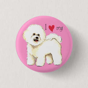 Badge Rond 2,50 Cm J'aime mon Bichon Frise
