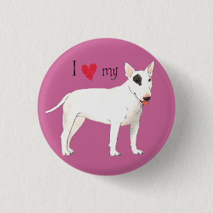 Badge Rond 2,50 Cm J'aime mon Bull Terrier
