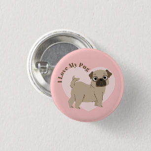 Badge Rond 2,50 Cm "J'aime mon Carlin"