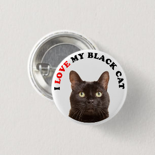 Badge Rond 2,50 Cm J'Aime Mon Chat Noir