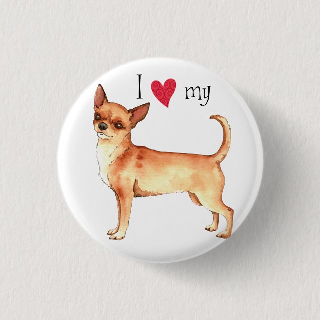 Badge Rond 2,50 Cm J'aime mon Chihuahua (Devant)