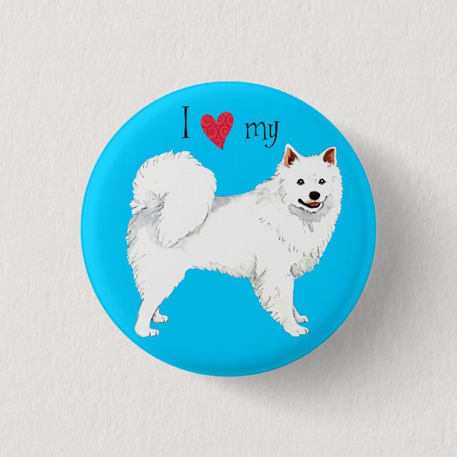 Badge Rond 2,50 Cm J'aime mon Eskie (Devant)