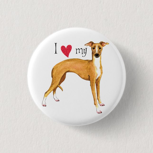 Badge Rond 2,50 Cm J'aime mon lévrier italien (Devant)