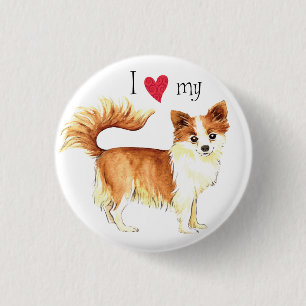 Badge Rond 2,50 Cm J'aime mon long manteau Chihuahua