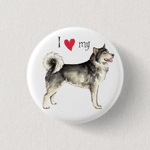 Badge Rond 2,50 Cm J'aime mon malemute d'Alaska