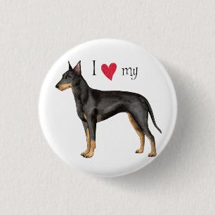 Badge Rond 2,50 Cm J'aime mon Manchester Terrier