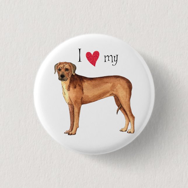 Badge Rond 2,50 Cm J'aime mon Rhodesian Ridgeback (Devant)