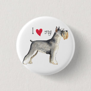 Badge Rond 2,50 Cm J'aime mon Schnauzer minier