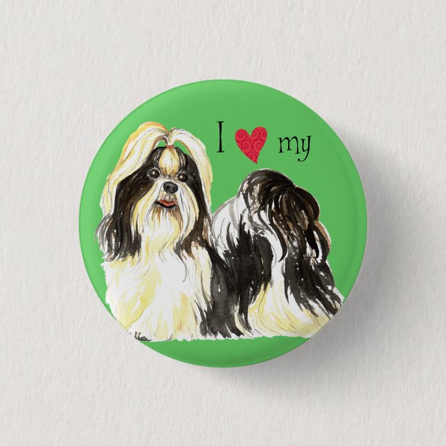 Badge Rond 2,50 Cm J'aime mon Shih Tzu (Devant)