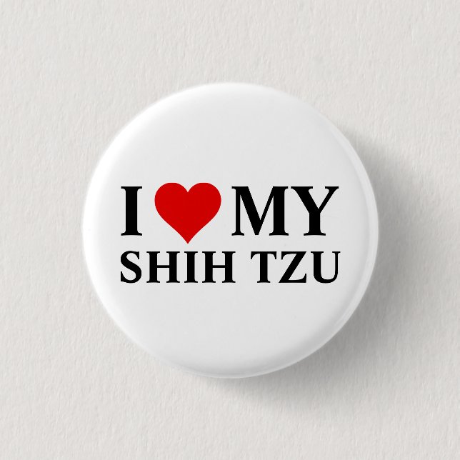 Badge Rond 2,50 Cm J'aime mon Shih Tzu (Devant)