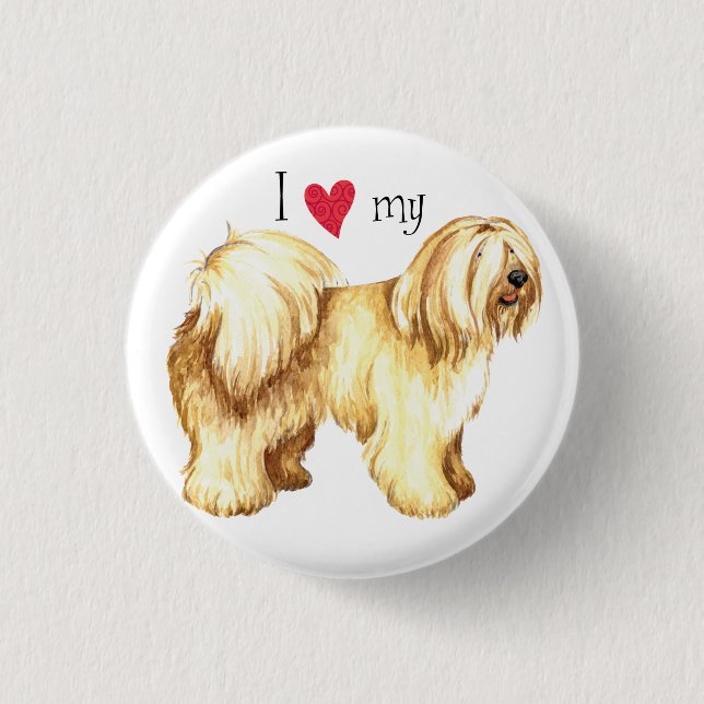 Badge Rond 2,50 Cm J'aime mon Terrier tibétain (Devant)