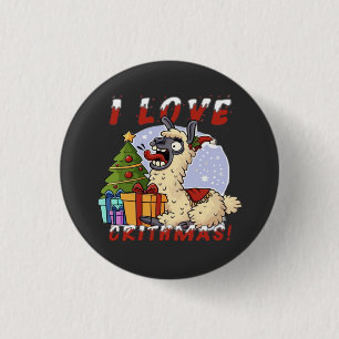 Badge Rond 2,50 Cm J'AIME NOEL Lama