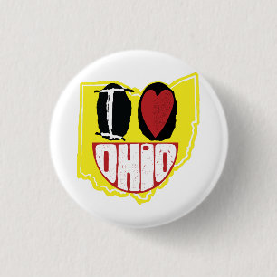 Badge Rond 2,50 Cm J'Aime Ohio Sourire Un Visage Heureux