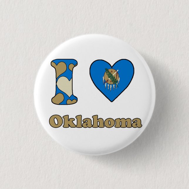 Badge Rond 2,50 Cm J'aime Oklahoma (Devant)