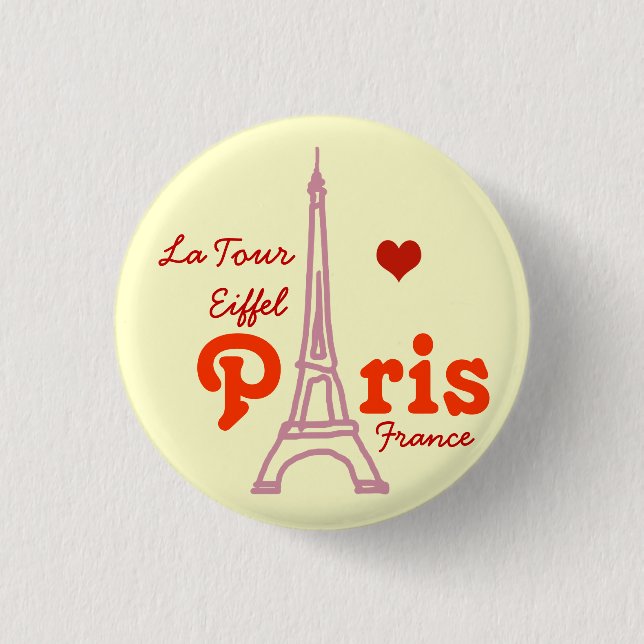 Badge Rond 2,50 Cm J'aime Paris . romantique (Devant)