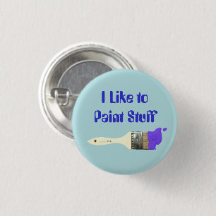 Badge Rond 2,50 Cm J'aime peindre le pinceau à pinceau