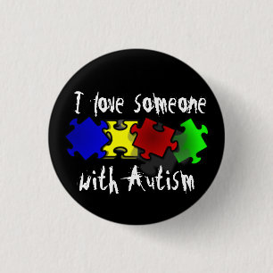 Badge Rond 2,50 Cm J'aime quelqu'un avec Autism Button