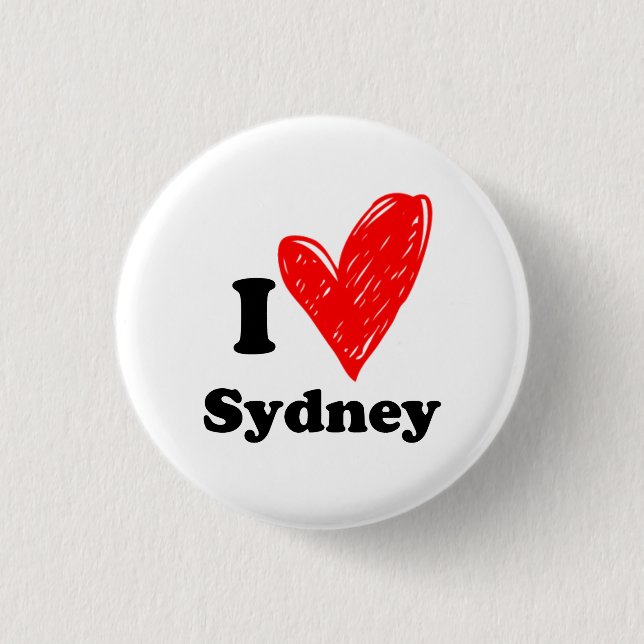Badge Rond 2,50 Cm J'aime Sydney (Devant)