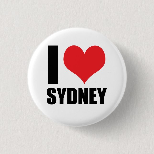 Badge Rond 2,50 Cm J'aime Sydney (Devant)