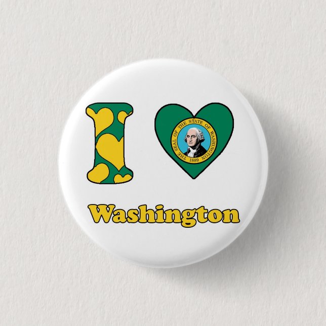 Badge Rond 2,50 Cm J'aime Washington (Devant)