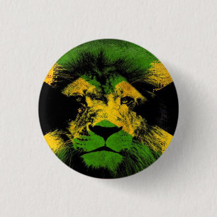 Badge Rond 2,50 Cm Jamaica Love Lion Rastafari Reggae Rasta Button