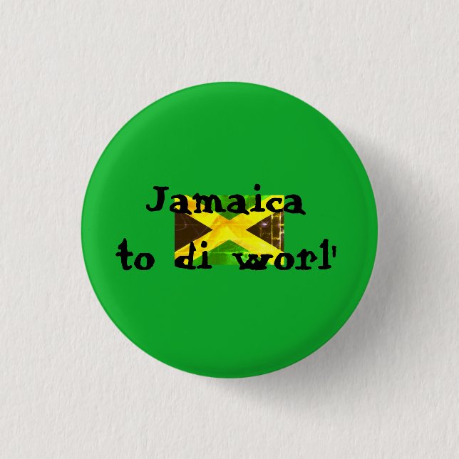 Badge Rond 2,50 Cm Jamaïque au monde Drapeau jamaïcain vert (Devant)