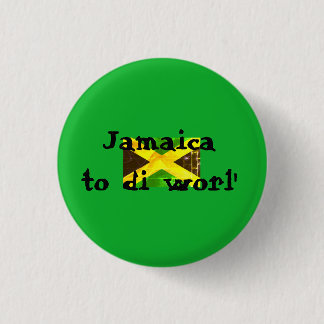Badge Rond 2,50 Cm Jamaïque au monde Drapeau jamaïcain vert