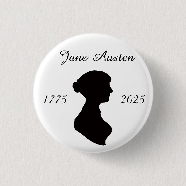 Badge Rond 2,50 Cm Jane Austen à 250 ans (Devant)