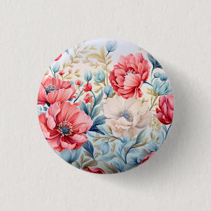 Badge Rond 2,50 Cm Jardin botanique de fleurs romantiques élégantes