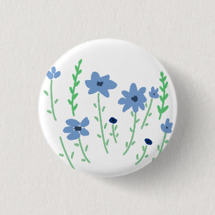 Badge Rond 2,50 Cm Jardin Botanique de la Fleur Sauvage Bleue Cadeau