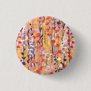 Badge Rond 2,50 Cm Jardin botanique floral abstrait de fleurs sauvage
