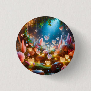 Badge Rond 2,50 Cm Jardin de cœur aux fleurs magiques lumineuses
