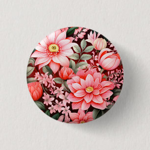Badge Rond 2,50 Cm Jardin de fleurs botaniques vintage en fleurs