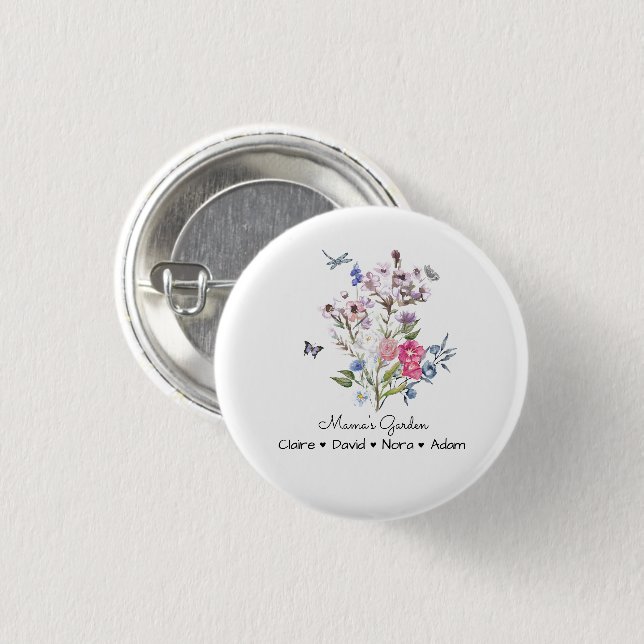 Badge Rond 2,50 Cm Jardin de maman personnalisée (Devant & derrière)