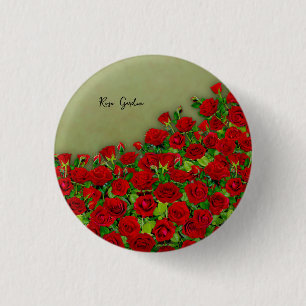Badge Rond 2,50 Cm Jardin de roses rouges Champ Floral vibrant