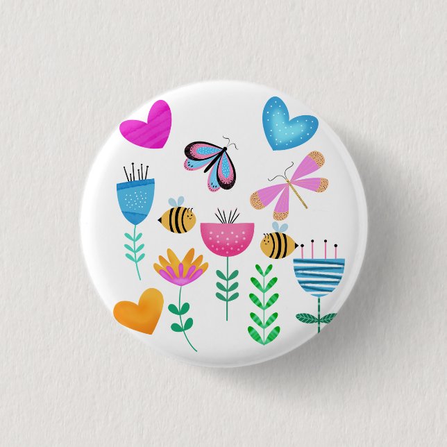 Badge Rond 2,50 Cm Jardin des abeilles heureuses (Devant)
