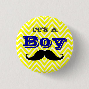 Badge Rond 2,50 Cm Jaune Chevron de garçon d'équipe et baby shower