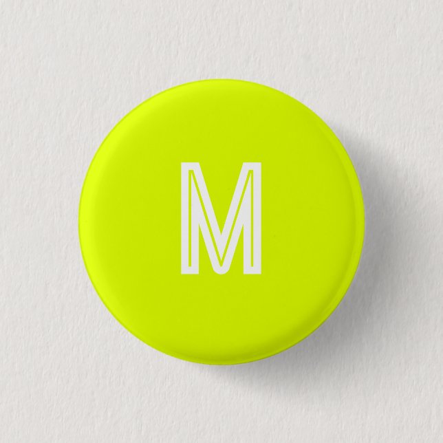 Badge Rond 2,50 Cm jaune néon - ajoutez un monogramme  (Devant)