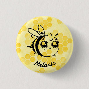 Badge Rond 2,50 Cm Jaune pastel nid d'abeille Miel personnalisé