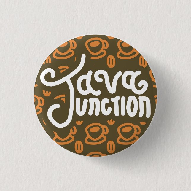 Badge Rond 2,50 Cm Java Junction Café et Bouton de haricot Brown (Devant)