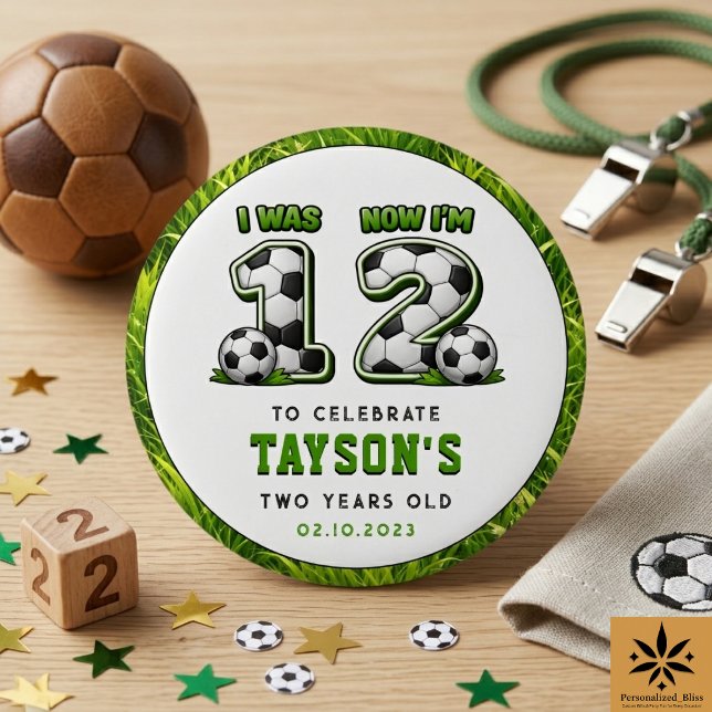 Badge Rond 2,50 Cm J'avais 1 ans Maintenant j'ai 2 ans Football – Deu (I Was 1 Now I’m 2 Soccer – All-Star 2nd Birthday button)