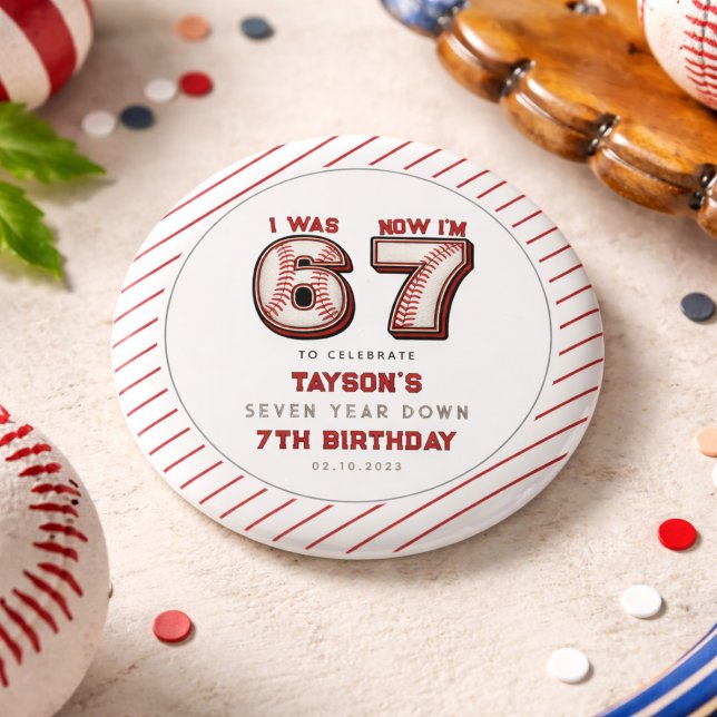 Badge Rond 2,50 Cm J'avais 6 ans, maintenant j'ai 7 ans – Baseball 7e (I Was 6, Now I’m 7 – Baseball 7th Birthday Button
)