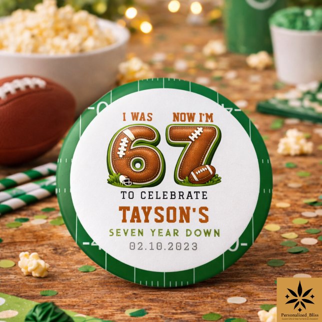 Badge Rond 2,50 Cm J'avais 6 ans, maintenant j'ai 7 ans – Football Am (I Was 6, Now I’m 7 – Football America 7th Birthday Button
)
