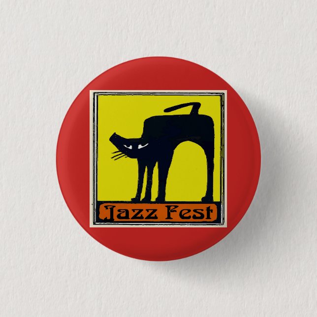 Badge Rond 2,50 Cm Jazz fest Black Cat ajouter du texte, (Devant)
