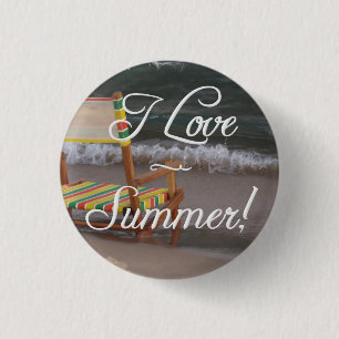 Badge Rond 2,50 Cm "Je bouton de scène de plage aime été"