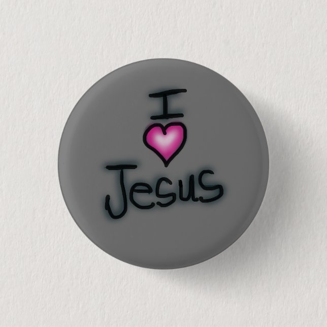 Badge Rond 2,50 Cm Je Coeur Jésus J'aime Jésus (Devant)
