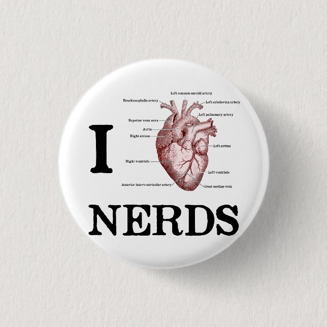 Badge Rond 2,50 Cm Je Coeur Nerds (Devant)