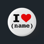 Badge Rond 2,50 Cm "JE COEUR" (nom personnalisable)<br><div class="desc">" JE bouton de COEUR" (nom personnalisable).  Changez le type en quelque nom vous aimiez.</div>