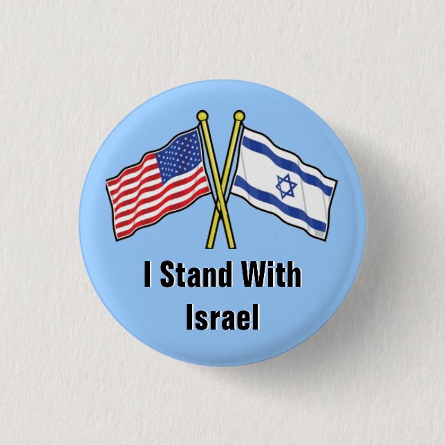 Badge Rond 2,50 Cm Je Me Trouve Avec Le Bouton Israel (Devant)
